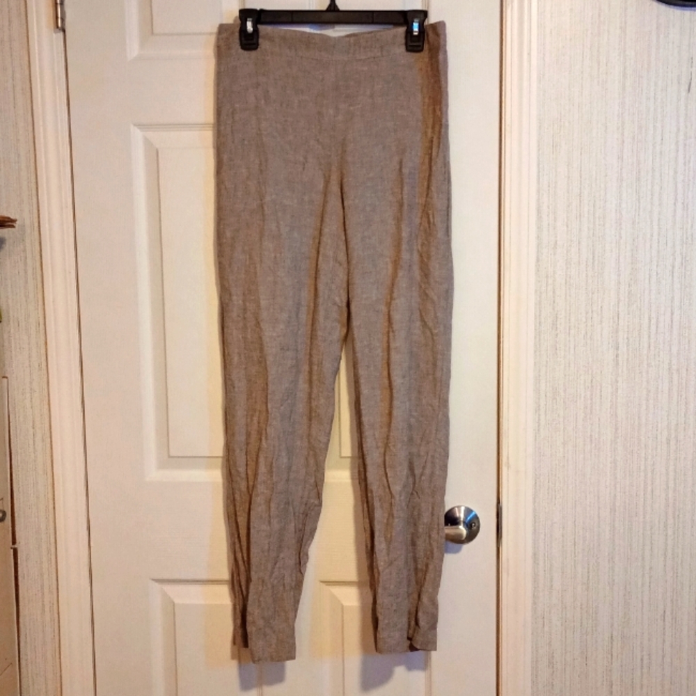 Chico's Women’s Size 0 (US 4) Linen Blend Pants Brownish Gray Pull On Preppy LNC